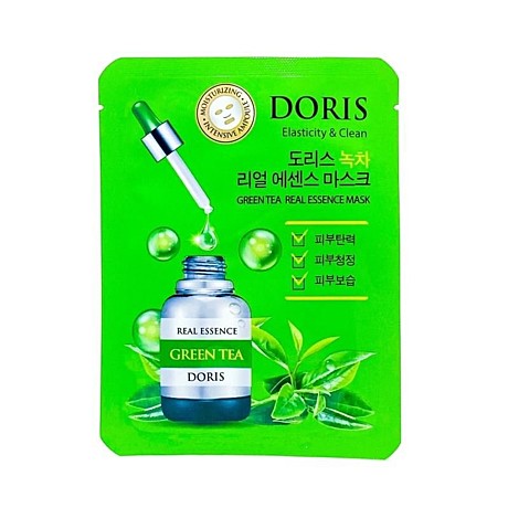 DORIS Тканевая маска для лица зеленый чай Real Essence Mask, 25 мл